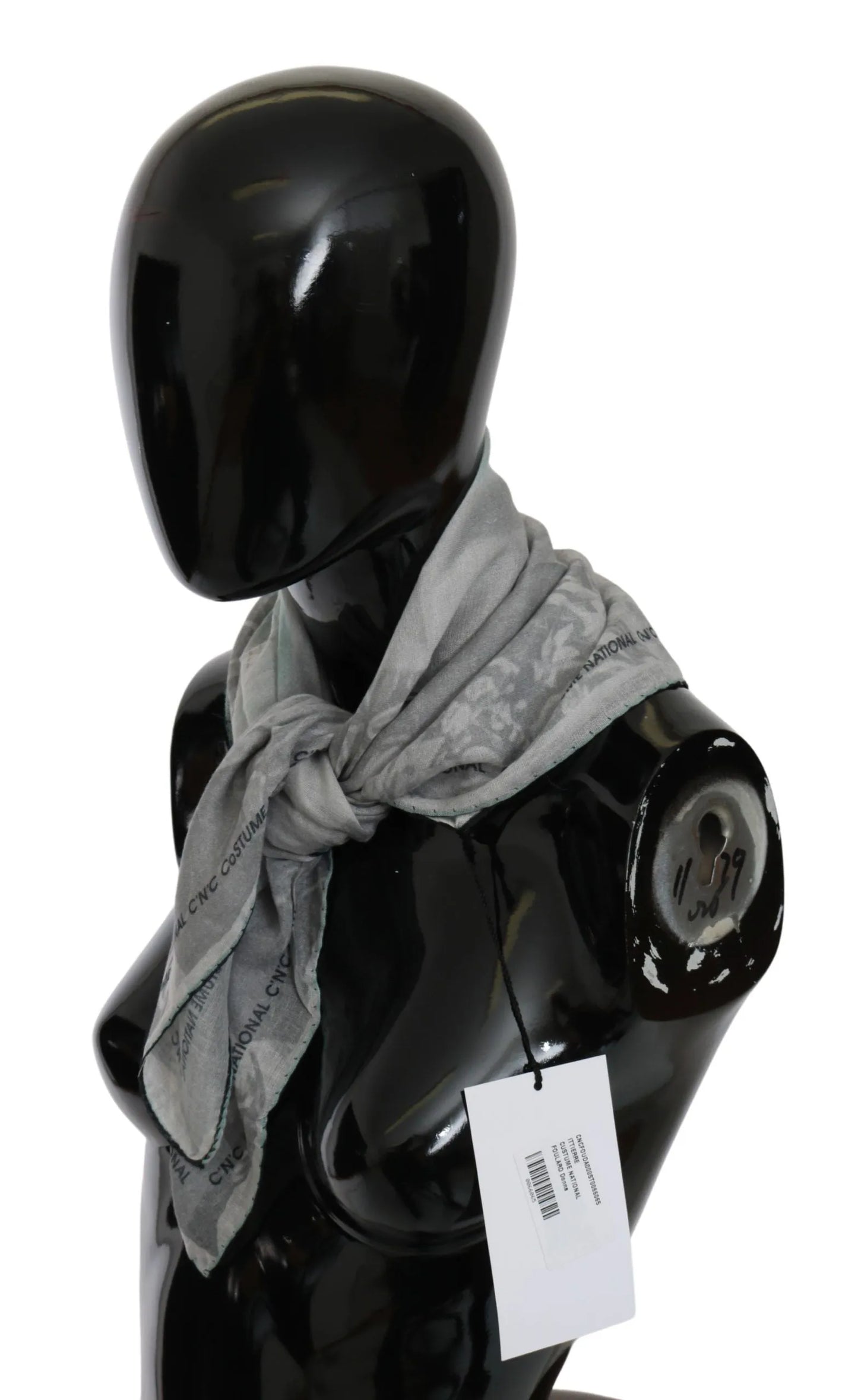 Gray Silk Shawl Foulard Wrap Scarf-Costume National-LabelTerrace.com