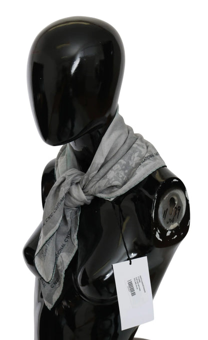 Gray Silk Shawl Foulard Wrap Scarf-Costume National-LabelTerrace.com