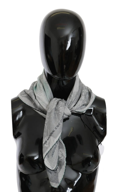 Gray Silk Shawl Foulard Wrap Scarf-Costume National-LabelTerrace.com