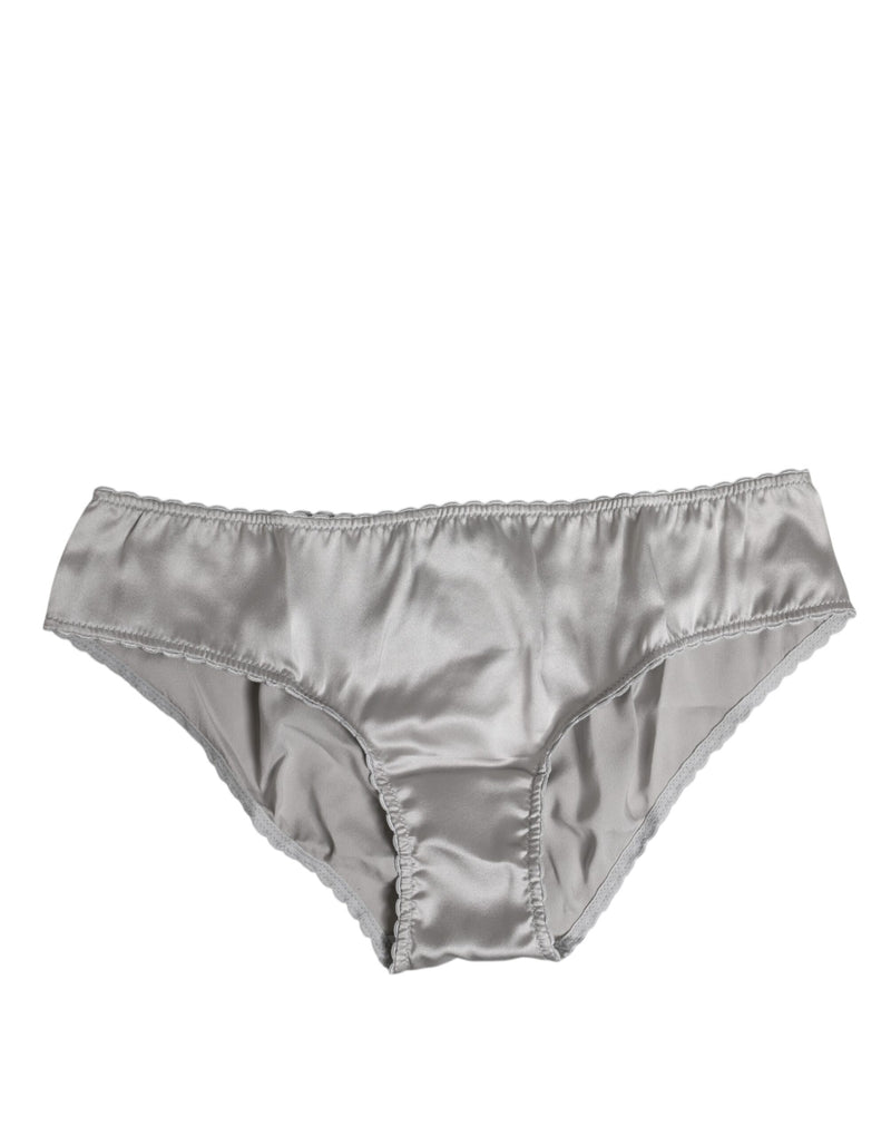 Gray Silk Stretch Bottom Low Waist Panty Underwear-Dolce & Gabbana-LabelTerrace.com