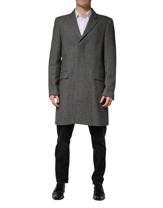 Gray Single Breasted Men Trench Coat Jacket