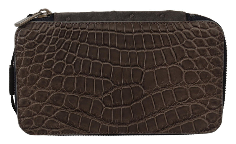 Gray Skin Leather Vanity Case Toiletry Shaving Bag-Dolce & Gabbana-LabelTerrace.com