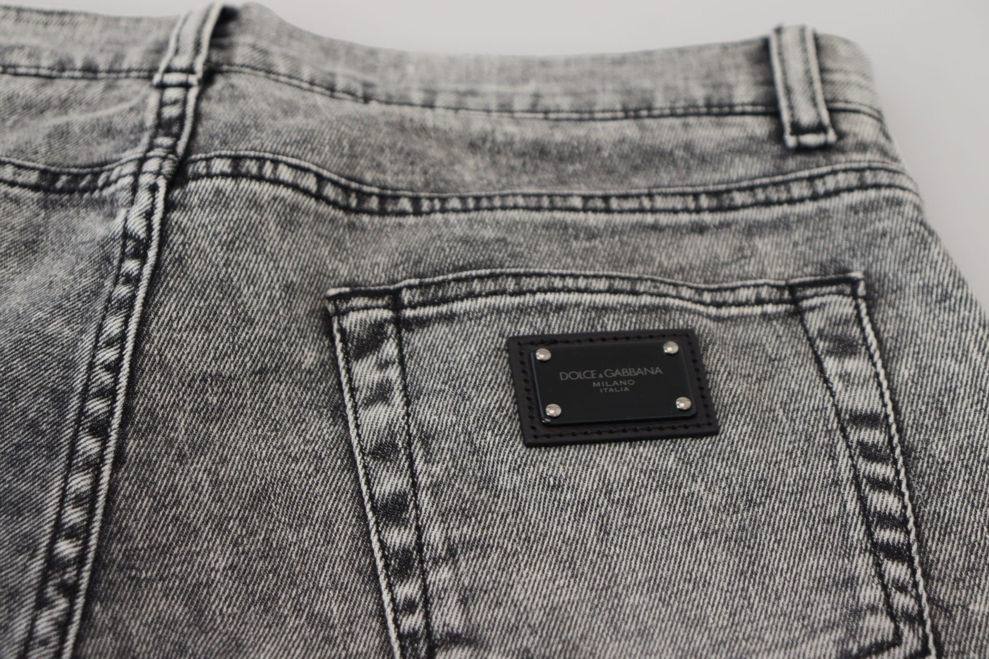 Gray Slim Fit Wash Stretch Cotton Denim Jeans