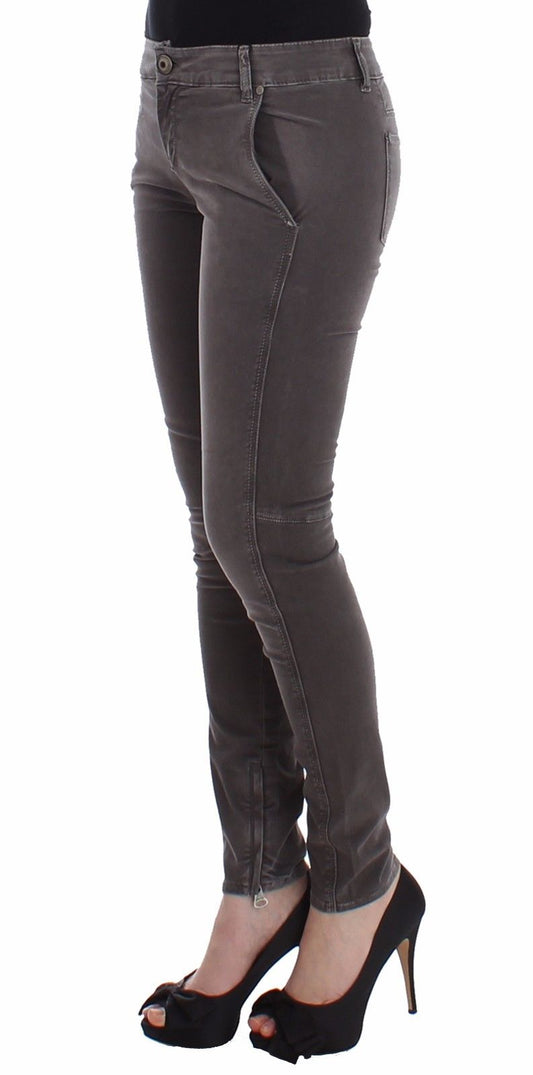 Gray Slim Jeans Denim Pants Skinny Leg Stretch-Ermanno Scervino-LabelTerrace.com