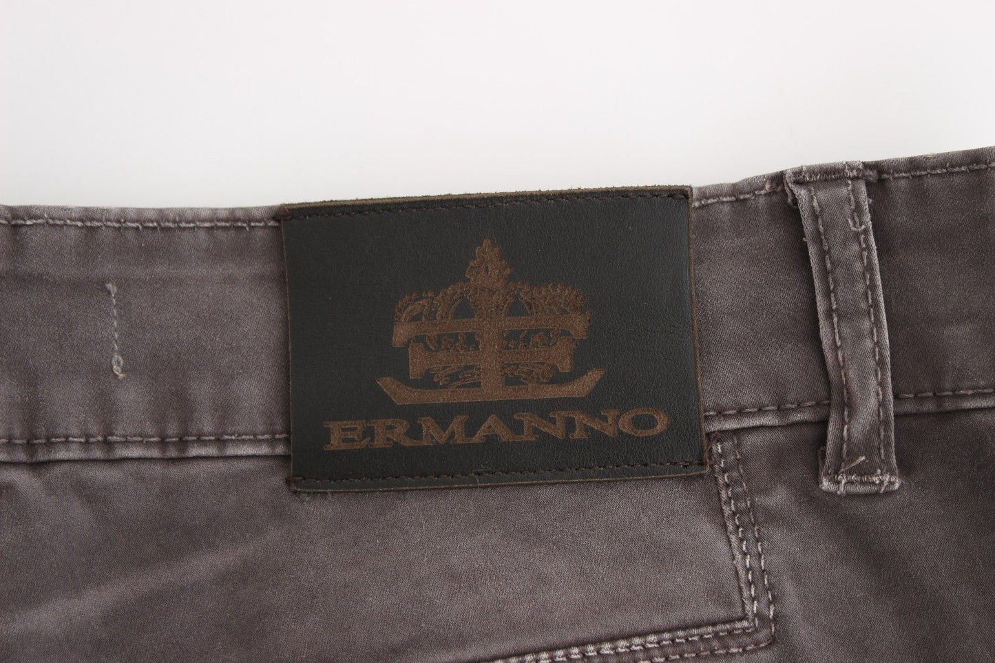 Gray Slim Jeans Denim Pants Skinny Leg Stretch-Ermanno Scervino-LabelTerrace.com