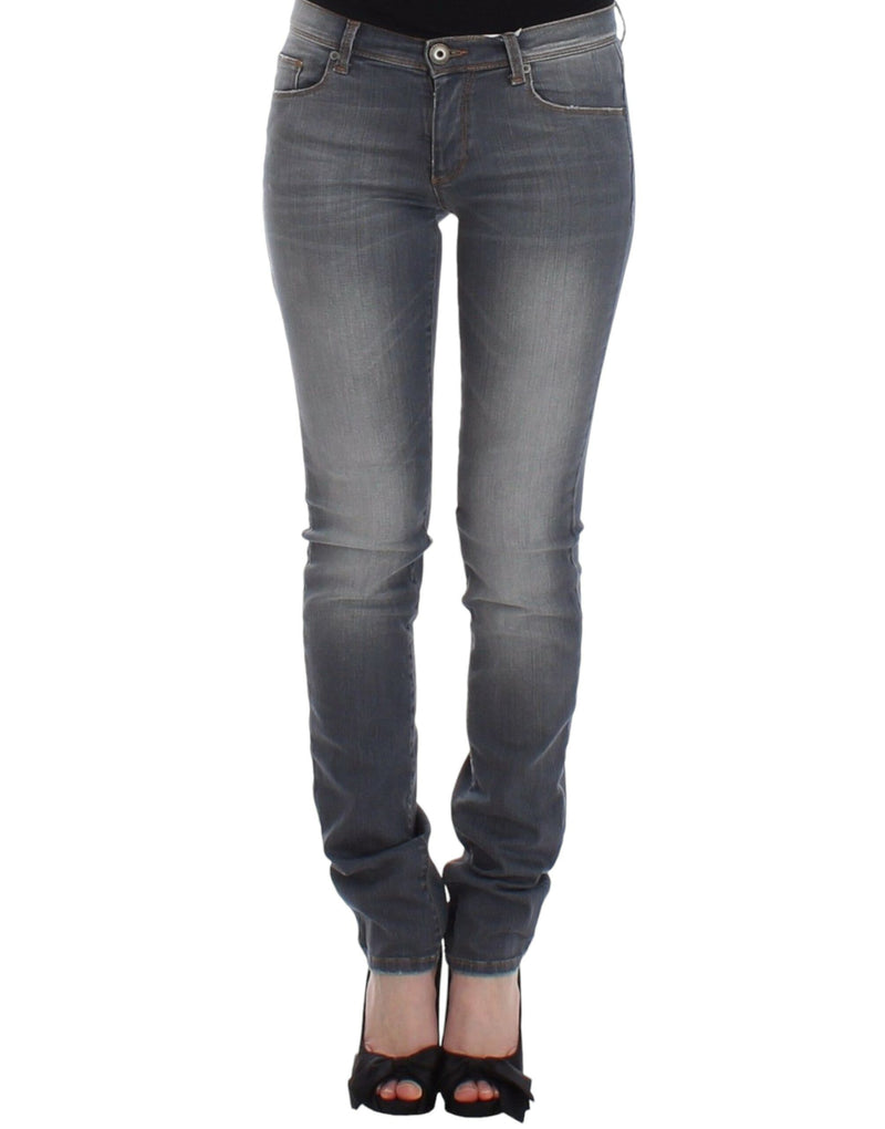 Gray Slim Jeans Denim Pants Skinny Leg Stretch-Ermanno Scervino-LabelTerrace.com
