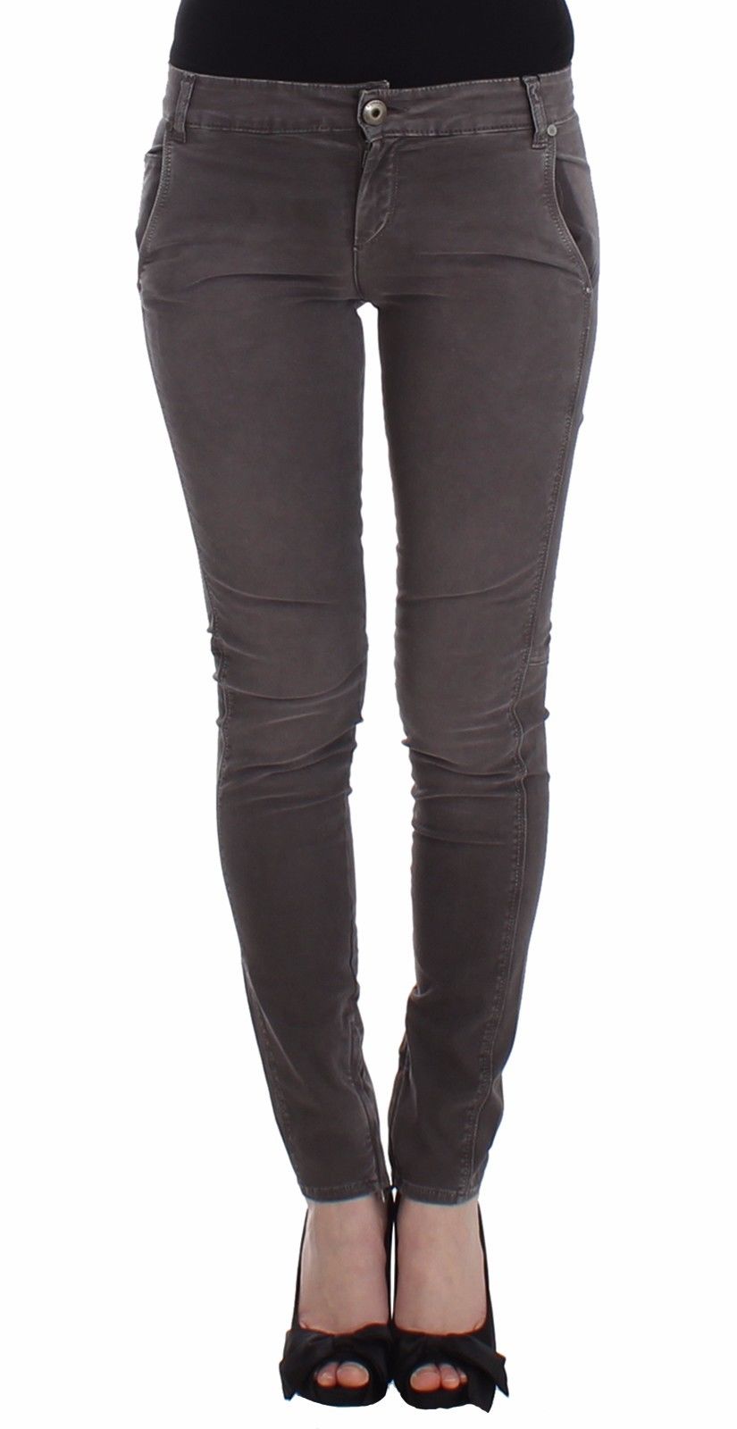Gray Slim Jeans Denim Pants Skinny Leg Stretch-Ermanno Scervino-LabelTerrace.com