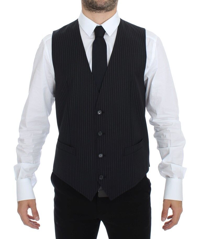 Gray Stretch Formal Dress Vest Gilet-Dolce & Gabbana-LabelTerrace.com