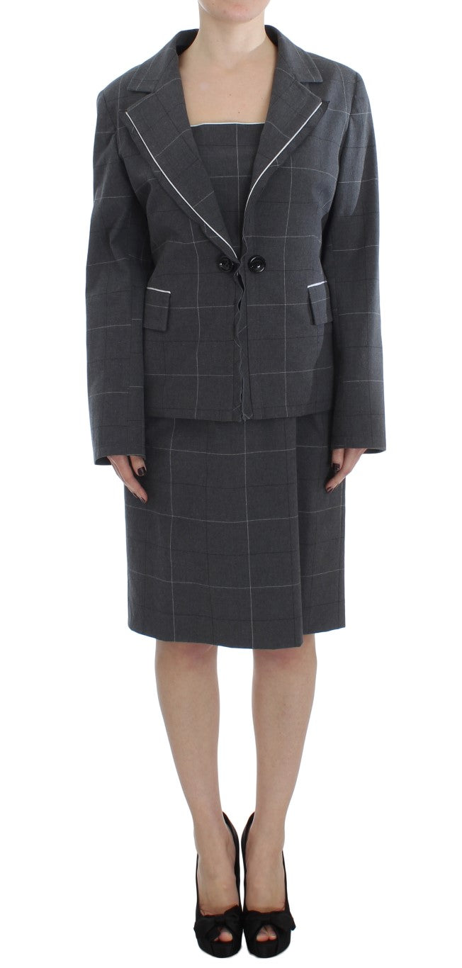 Gray Stretch Sheath Dress Suit Set-BENCIVENGA-LabelTerrace.com