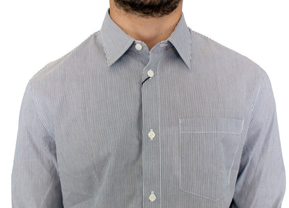 Gray Striped Cotton Casual Shirt-GF Ferre-LabelTerrace.com