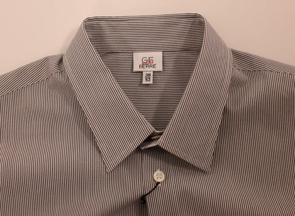 Gray Striped Cotton Casual Shirt-GF Ferre-LabelTerrace.com