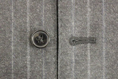 Gray Striped Wool Logo Vest Gilet Weste-Dolce & Gabbana-LabelTerrace.com