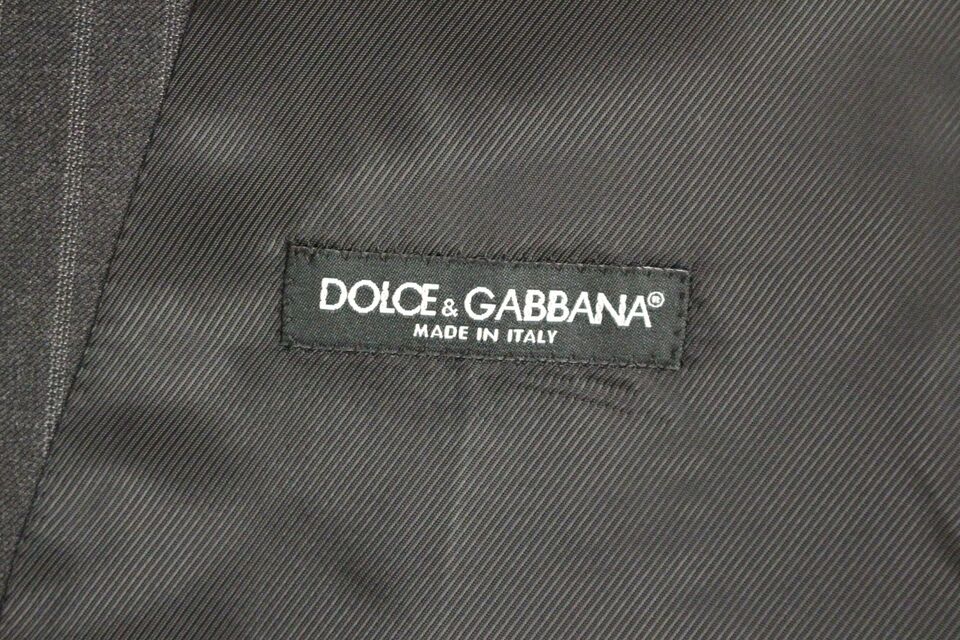 Gray Striped Wool Logo Vest Gilet Weste-Dolce & Gabbana-LabelTerrace.com