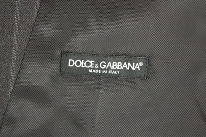 Gray Striped Wool Logo Vest Gilet Weste-Dolce & Gabbana-LabelTerrace.com