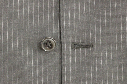 Gray Striped Wool Single Breasted Vest-Dolce & Gabbana-LabelTerrace.com