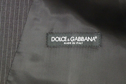 Gray Striped Wool Single Breasted Vest-Dolce & Gabbana-LabelTerrace.com