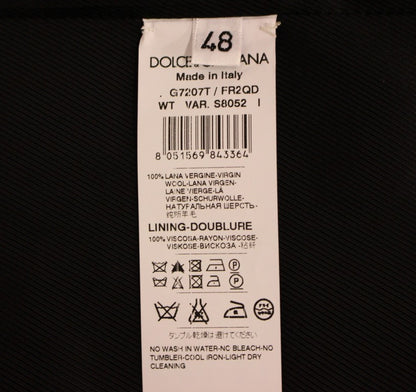 Gray Striped Wool Single Breasted Vest-Dolce & Gabbana-LabelTerrace.com