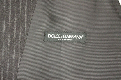 Gray Striped Wool Single Breasted Vest-Dolce & Gabbana-LabelTerrace.com