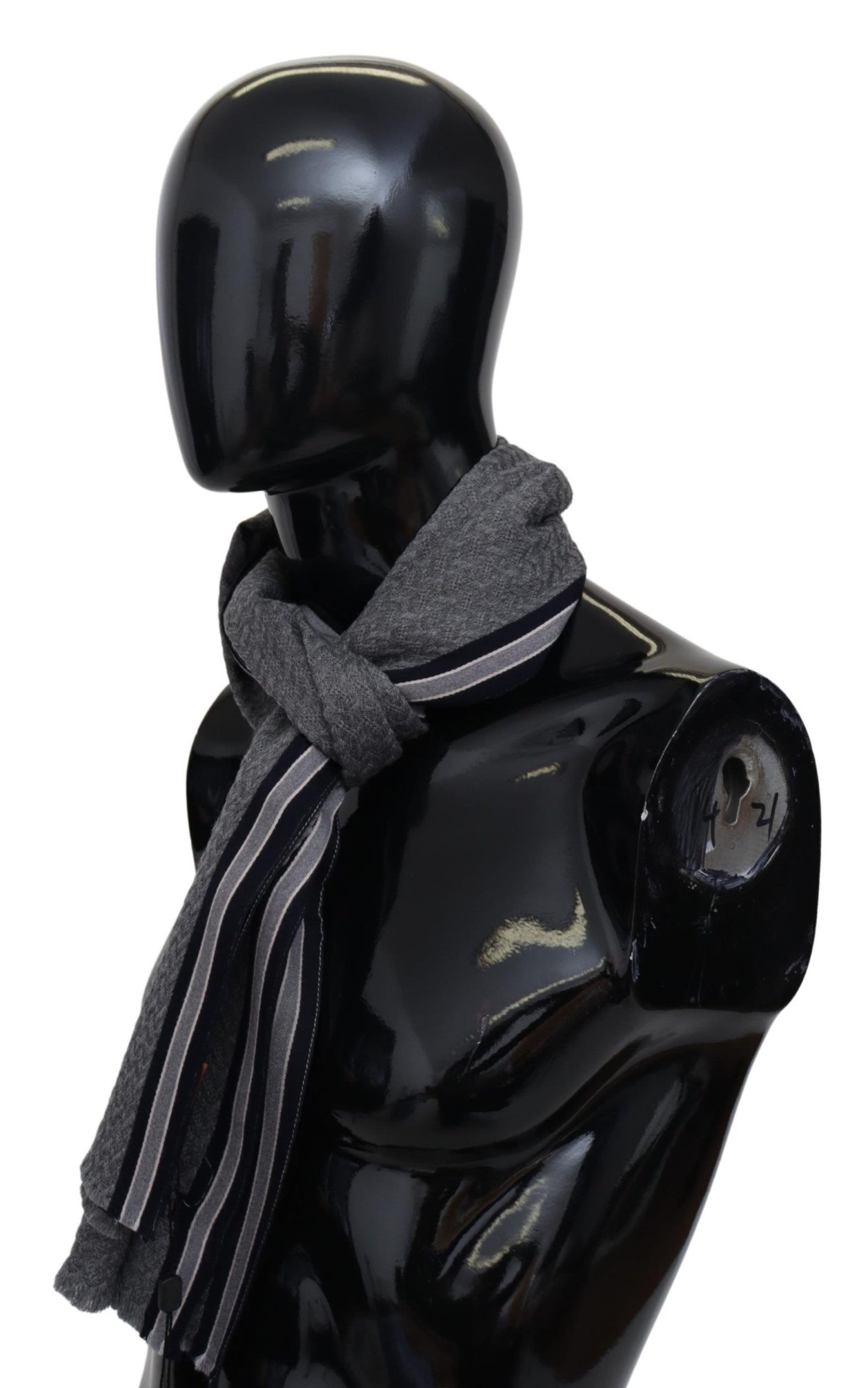 Gray Stripes Pattern 100% Wool Unisex Neck Wrap Scarf-Missoni-LabelTerrace.com