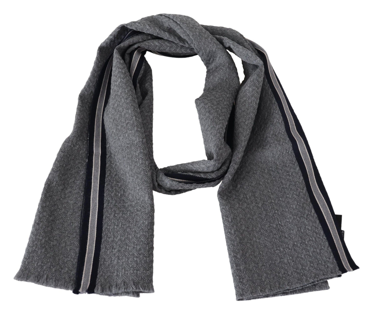 Gray Stripes Pattern 100% Wool Unisex Neck Wrap Scarf-Missoni-LabelTerrace.com