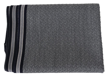 Gray Stripes Pattern 100% Wool Unisex Neck Wrap Scarf-Missoni-LabelTerrace.com