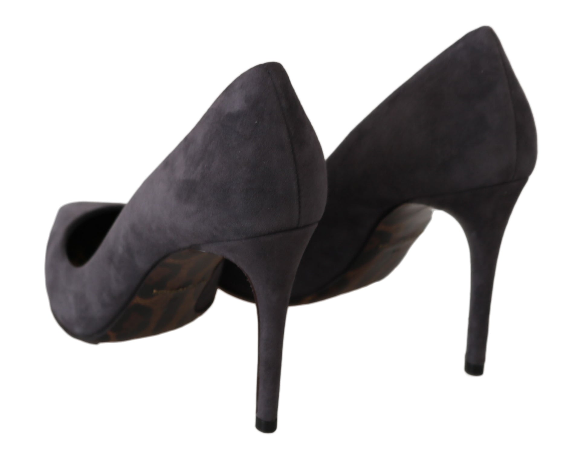 Gray Suede Leather Stiletto Shoes Heels