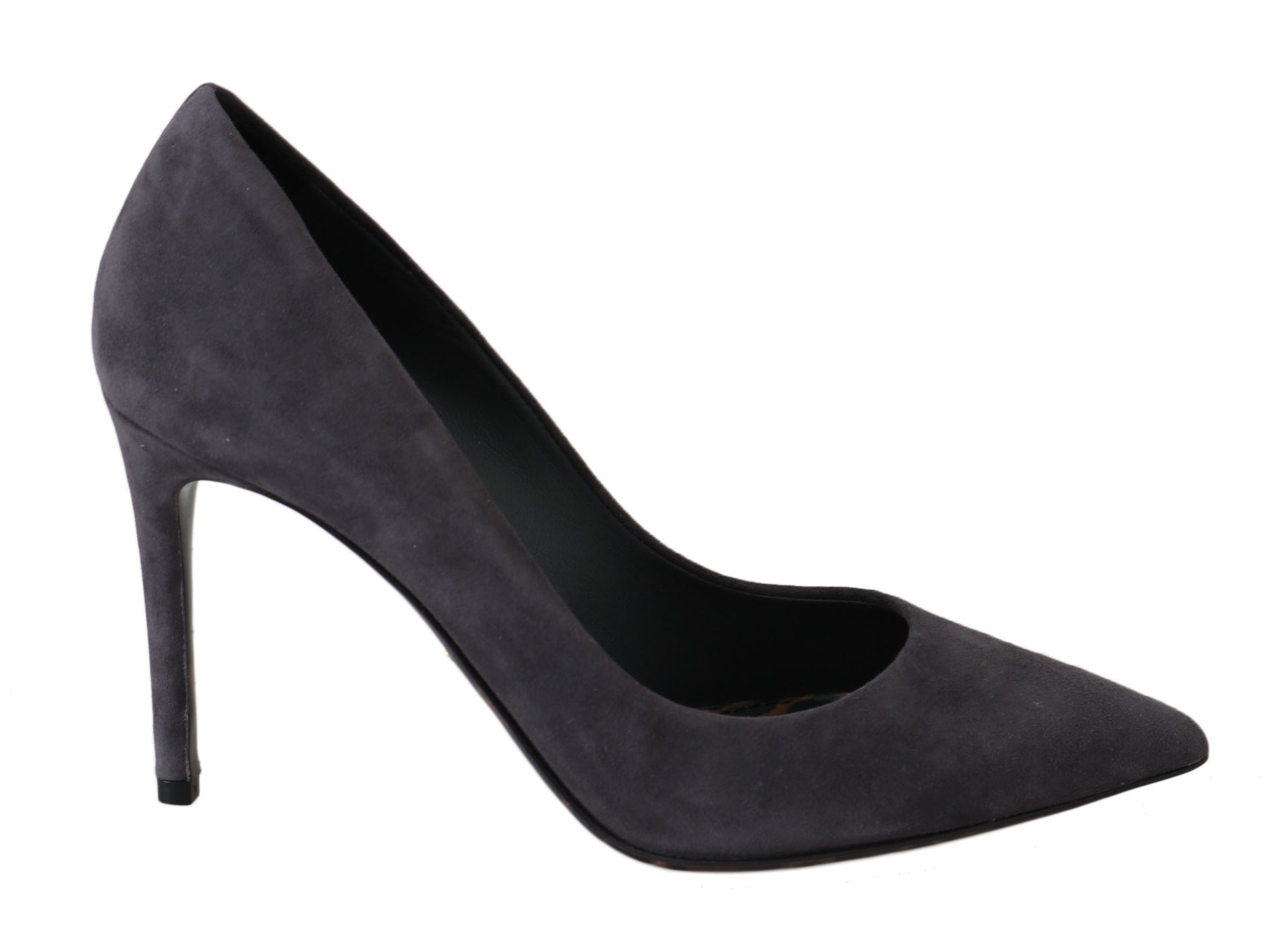 Gray Suede Leather Stiletto Shoes Heels