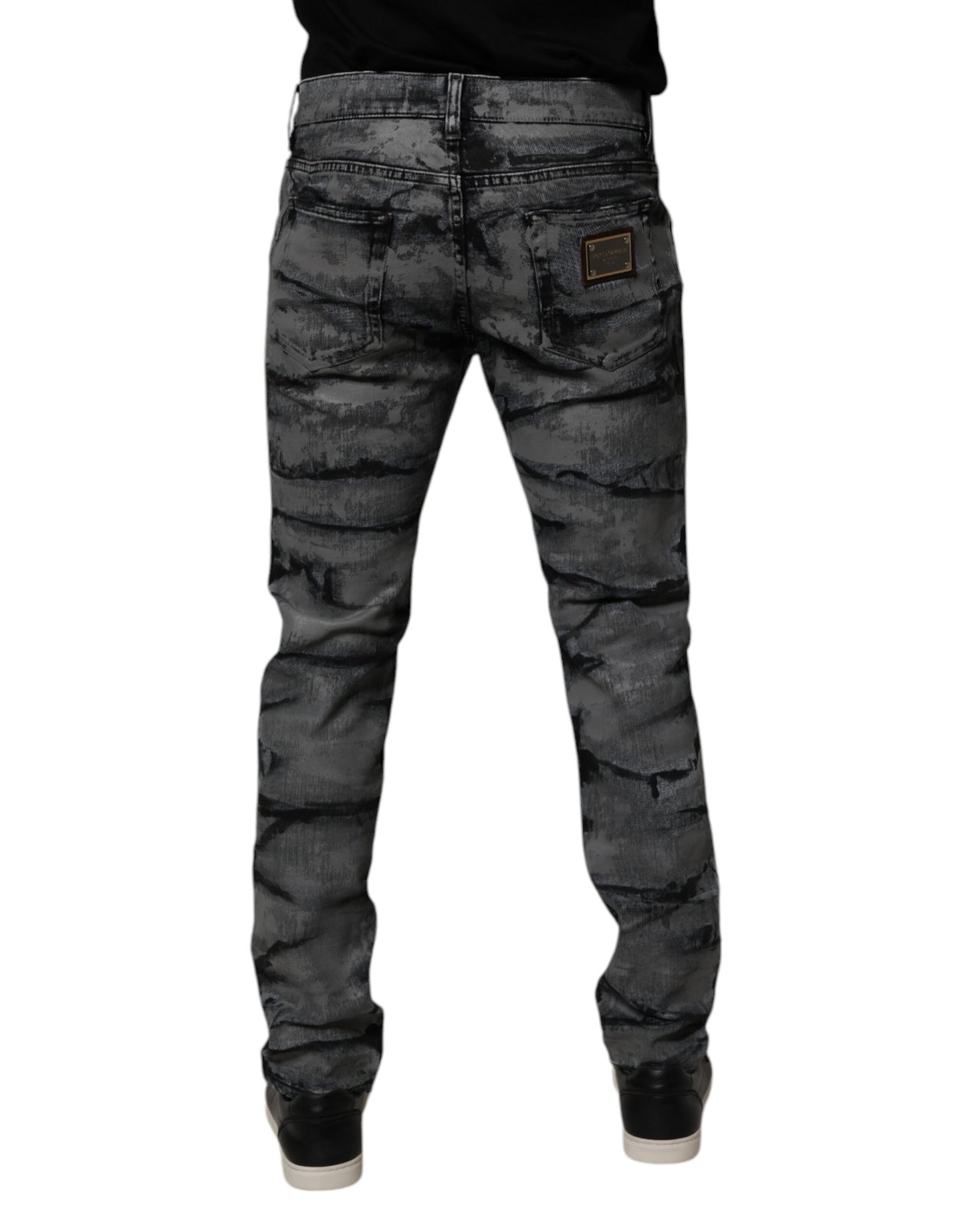 Gray Tie Dye Cotton Skinny Men Denim Jeans-Dolce & Gabbana-LabelTerrace.com
