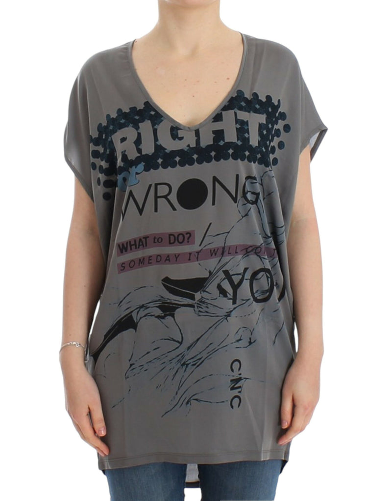 Gray V-neck long t-shirt-Costume National-LabelTerrace.com