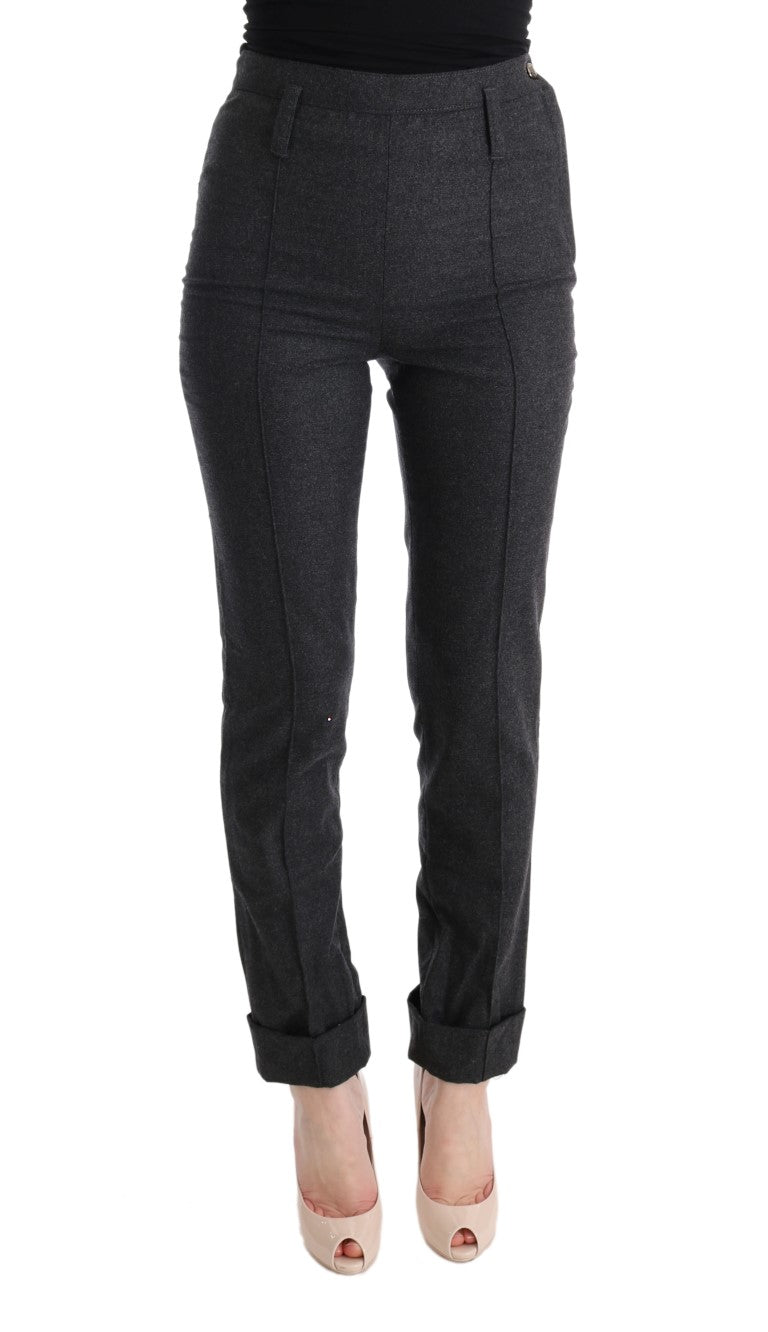 Gray Virgin Wool Skinny Casual Pants-Ermanno Scervino-LabelTerrace.com