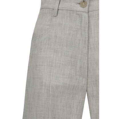 Gray Viscose Casual Pants