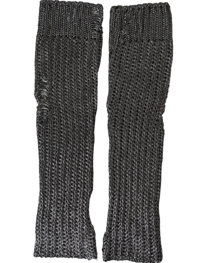 Gray Viscose Knitted Finger Less Gloves-Dolce & Gabbana-LabelTerrace.com
