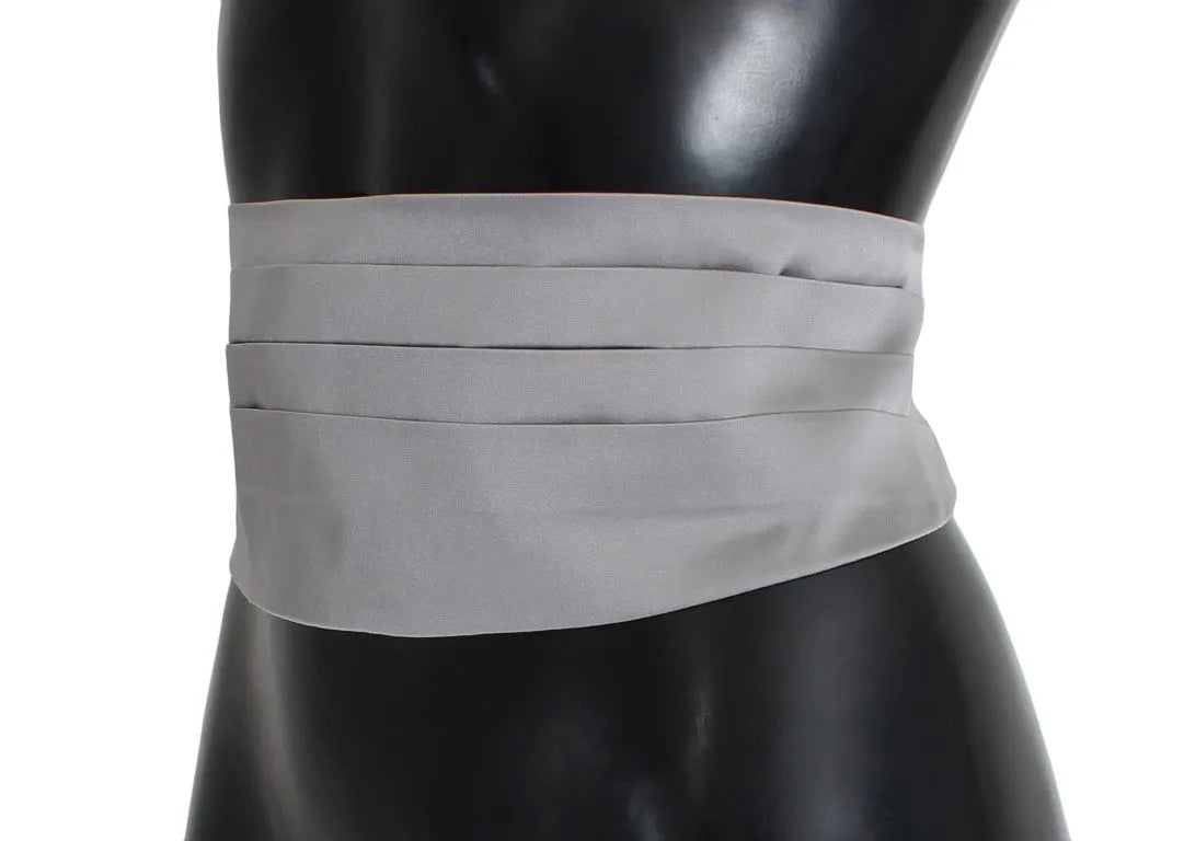 Gray Waist Belt Silk Cummerbund-Dolce & Gabbana-LabelTerrace.com