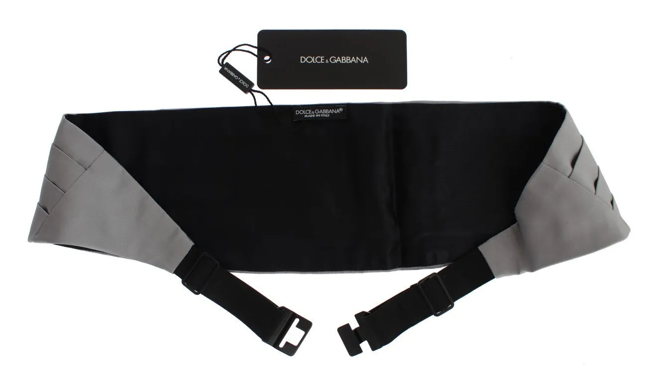 Gray Waist Belt Silk Cummerbund-Dolce & Gabbana-LabelTerrace.com