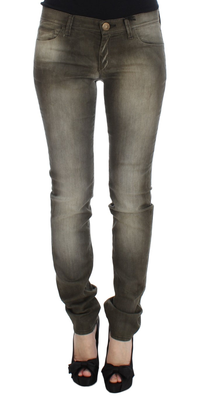 Gray Wash Cotton Blend Slim Fit Jeans-Ermanno Scervino-LabelTerrace.com