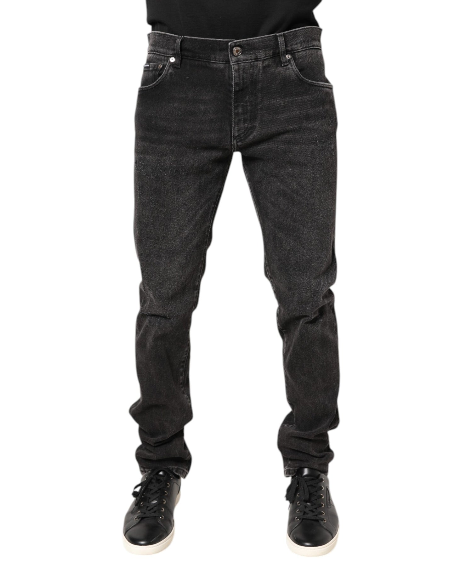Gray Washed Cotton Skinny Denim Jeans-Dolce & Gabbana-LabelTerrace.com