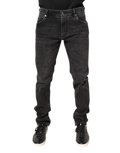 Gray Washed Cotton Skinny Denim Jeans-Dolce & Gabbana-LabelTerrace.com