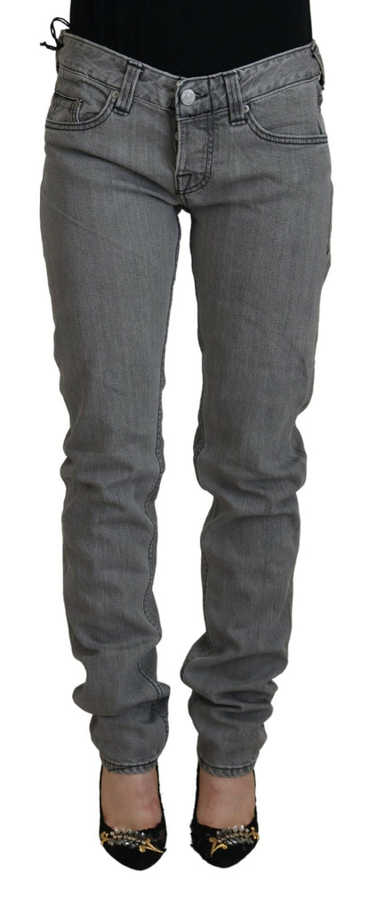 Gray Washed Cotton Skinny Women Casual Denim Jeans-Care Label-LabelTerrace.com