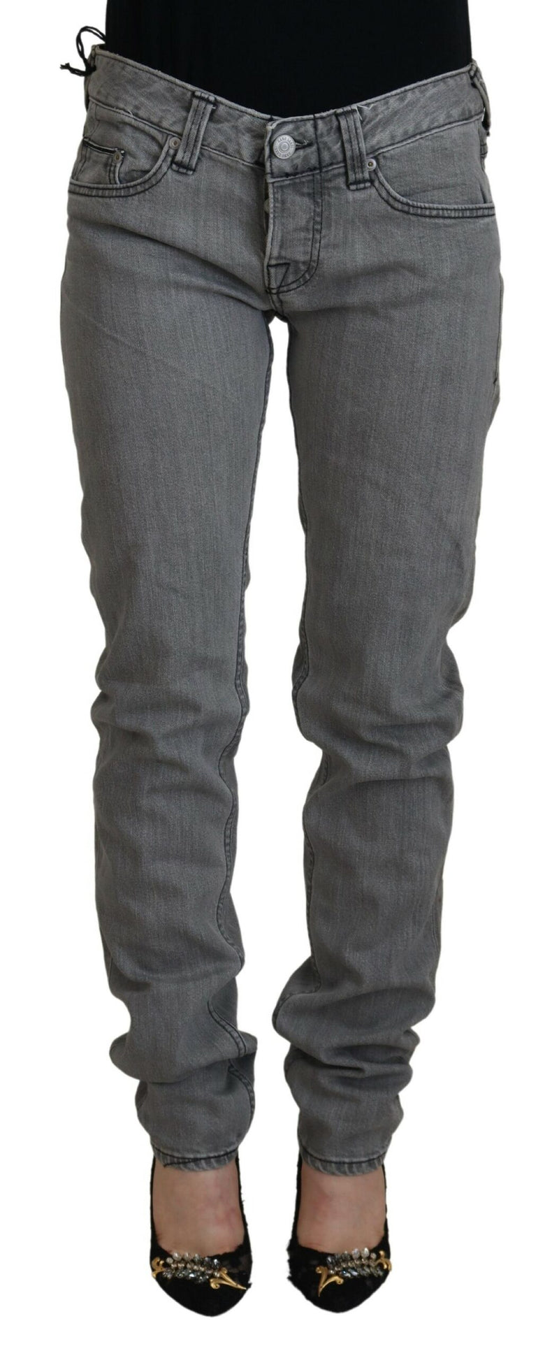 Gray Washed Cotton Skinny Women Casual Denim Jeans-Care Label-LabelTerrace.com
