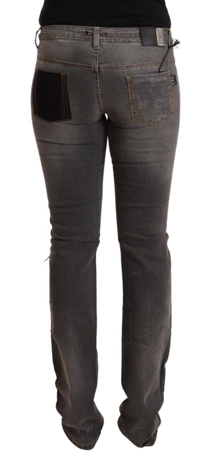 Gray Washed Low Waist Straight Denim Jeans