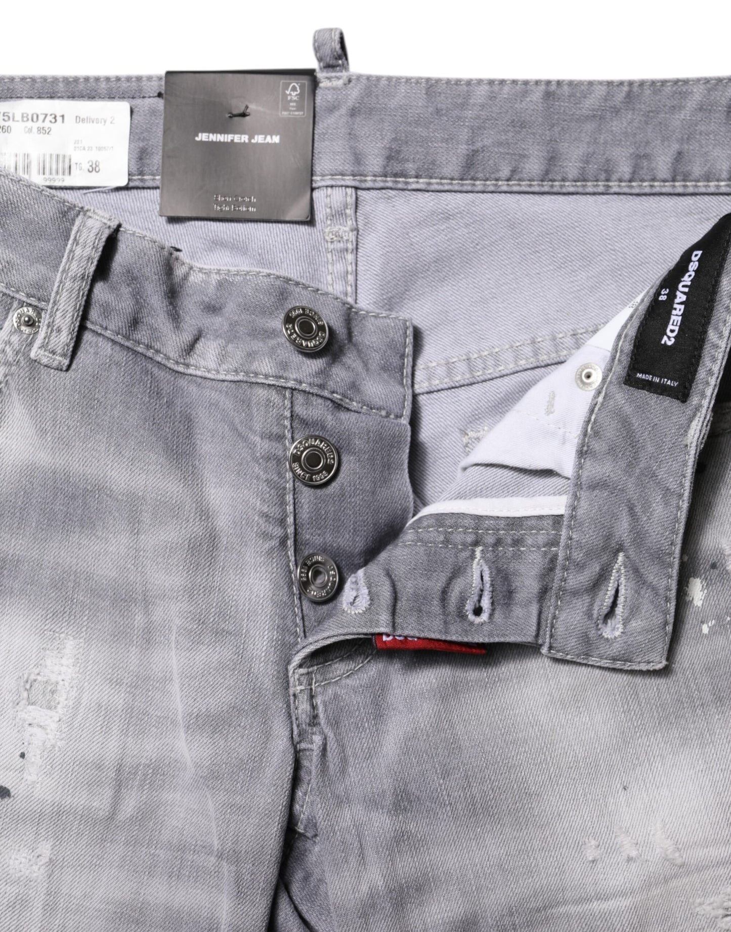 Gray Washed Mid Waist Tapered Denim Jeans-Dsquared²-LabelTerrace.com