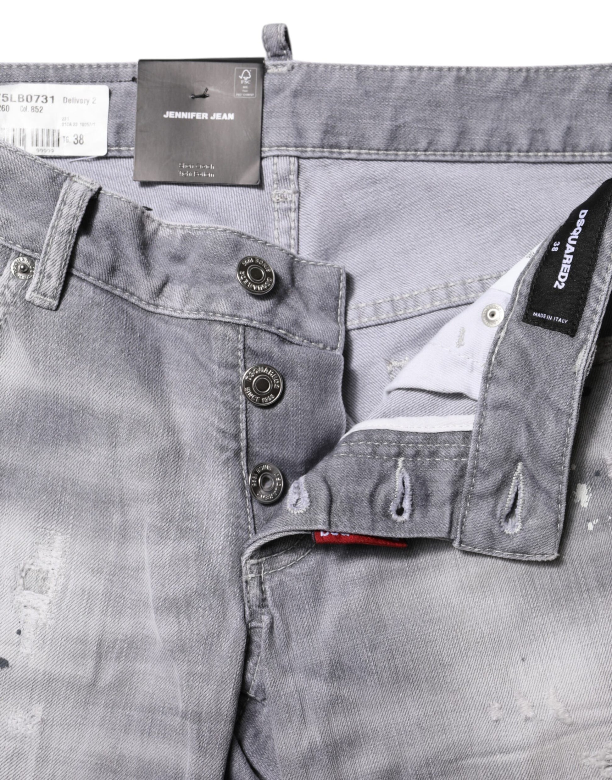 Gray Washed Mid Waist Tapered Denim Jeans-Dsquared²-LabelTerrace.com
