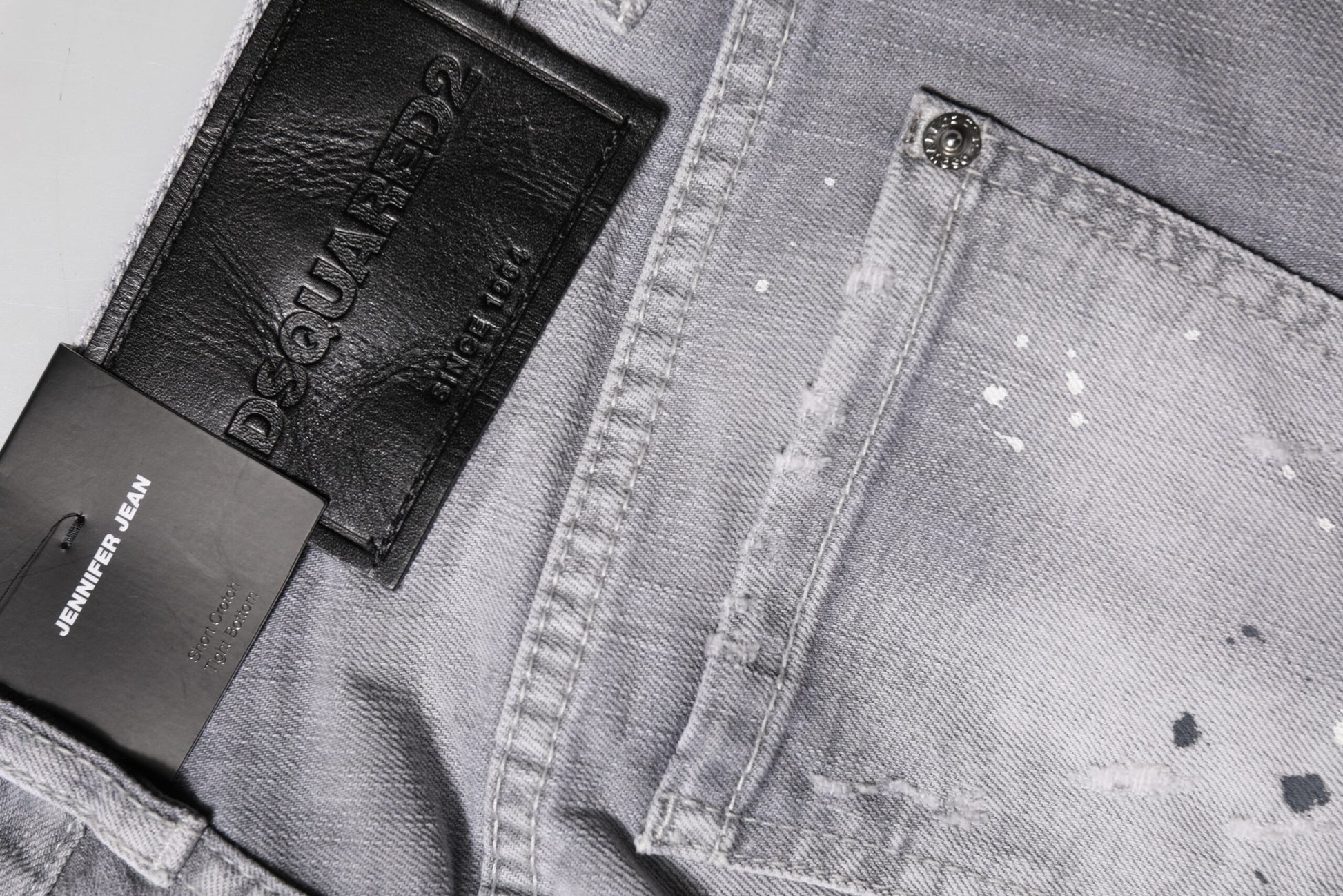 Gray Washed Mid Waist Tapered Denim Jeans-Dsquared²-LabelTerrace.com