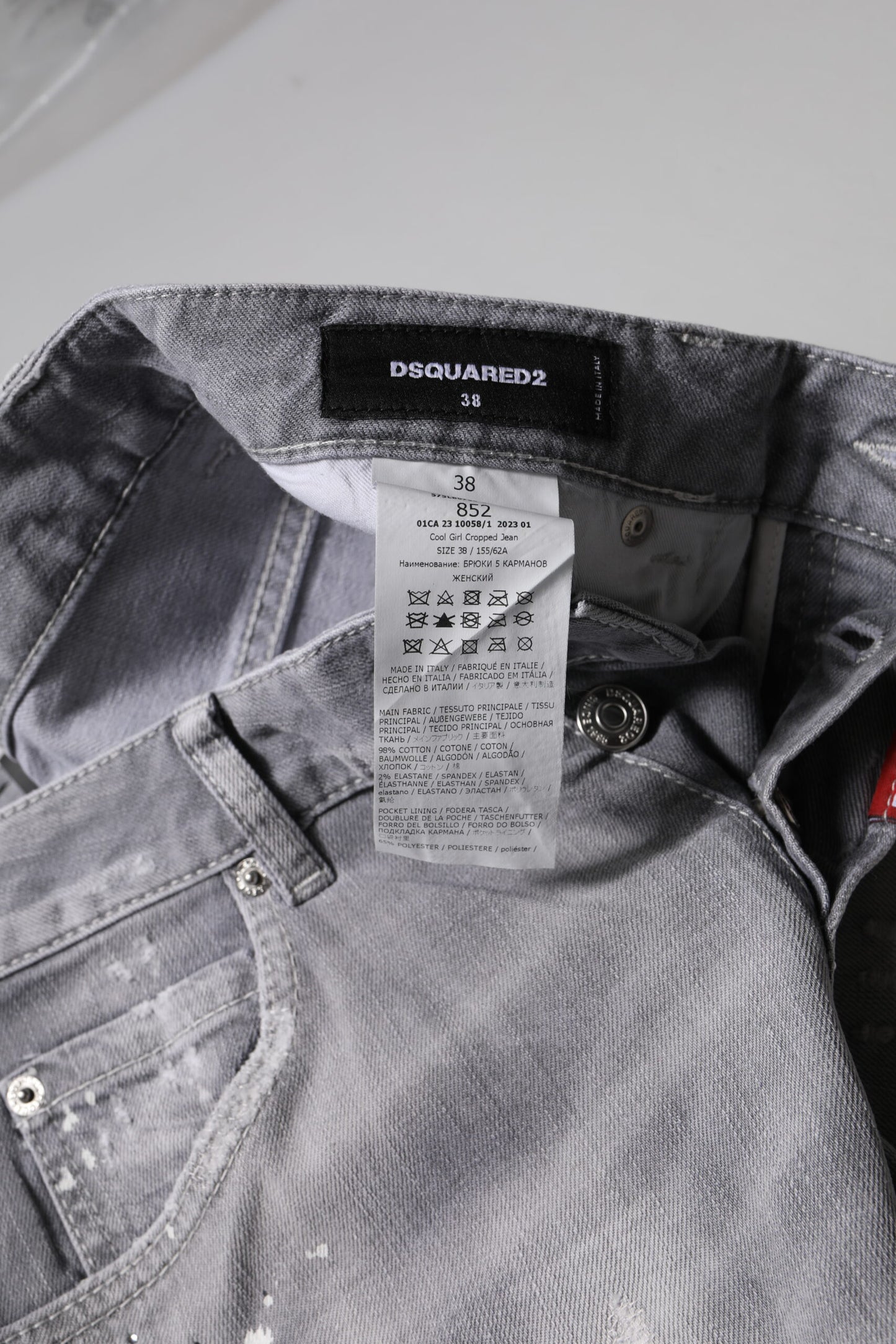 Gray Washed Mid Waist Tapered Jeans-Dsquared²-LabelTerrace.com