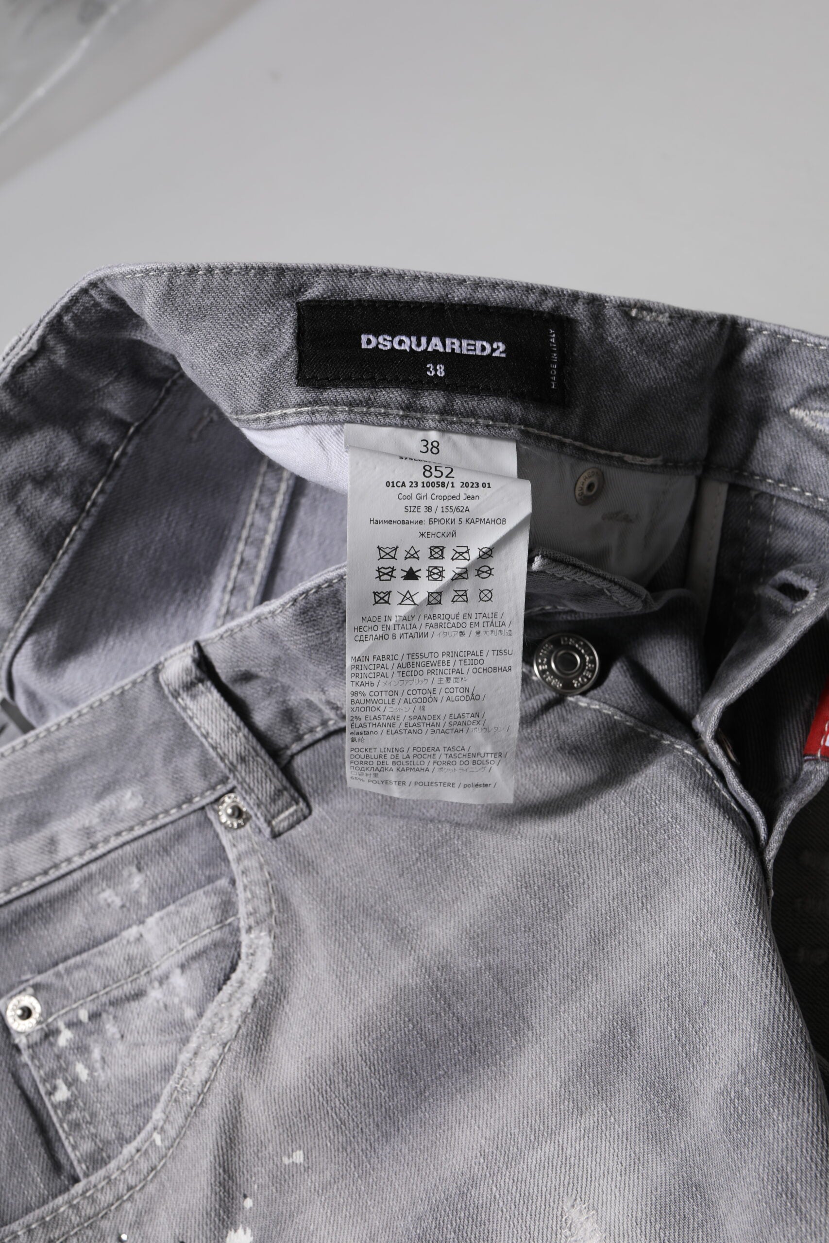 Gray Washed Mid Waist Tapered Jeans-Dsquared²-LabelTerrace.com