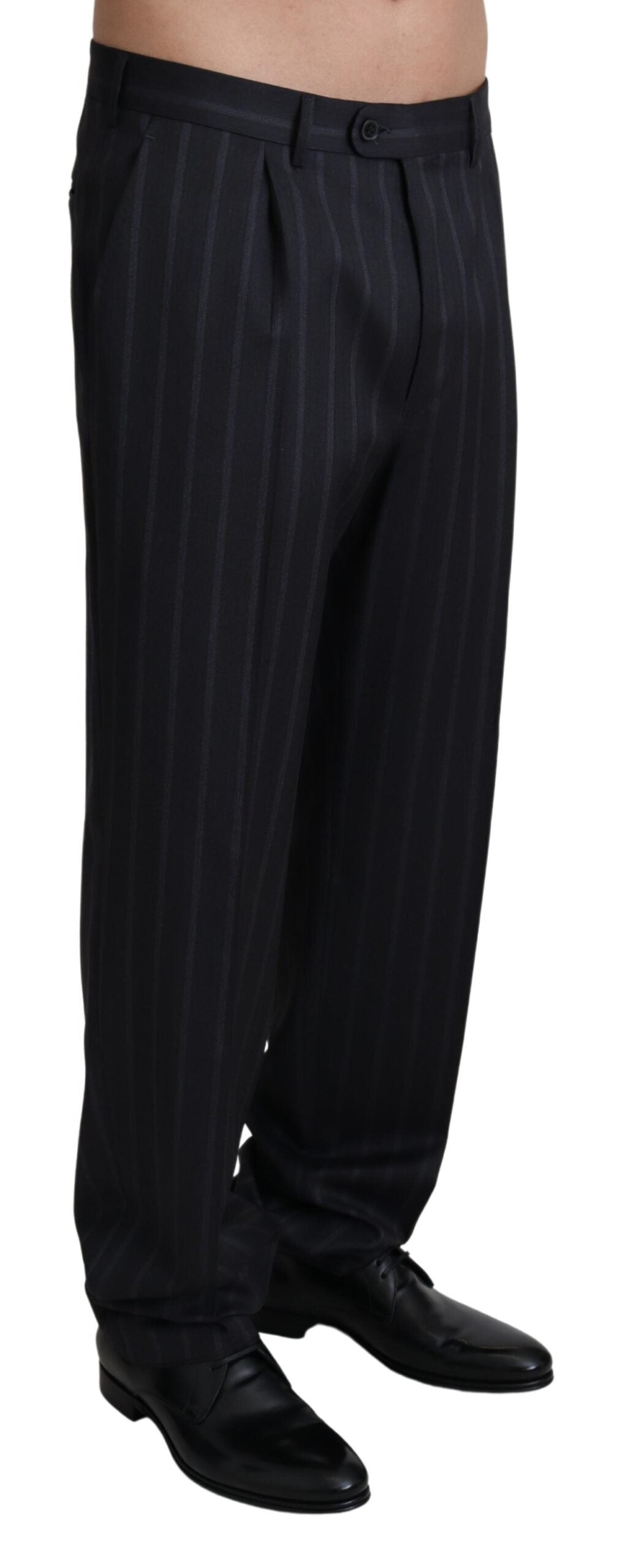 Gray Wool Blend Formal Trousers Pants-Dolce & Gabbana-LabelTerrace.com