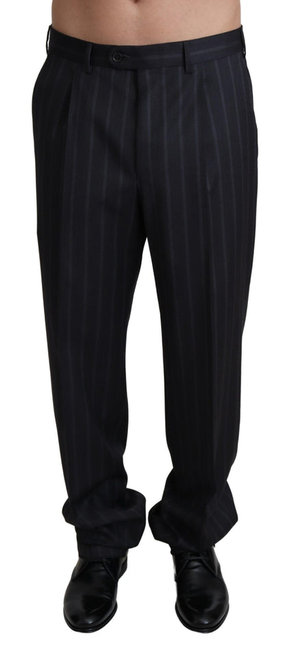 Gray Wool Blend Formal Trousers Pants-Dolce & Gabbana-LabelTerrace.com