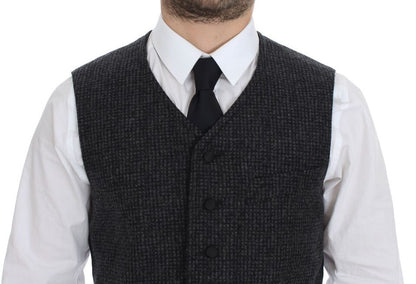 Gray Wool Blend Vest Gilet Weste-Dolce & Gabbana-LabelTerrace.com