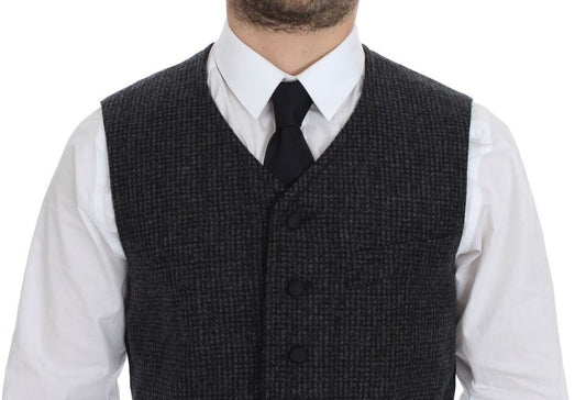 Gray Wool Blend Vest Gilet Weste-Dolce & Gabbana-LabelTerrace.com