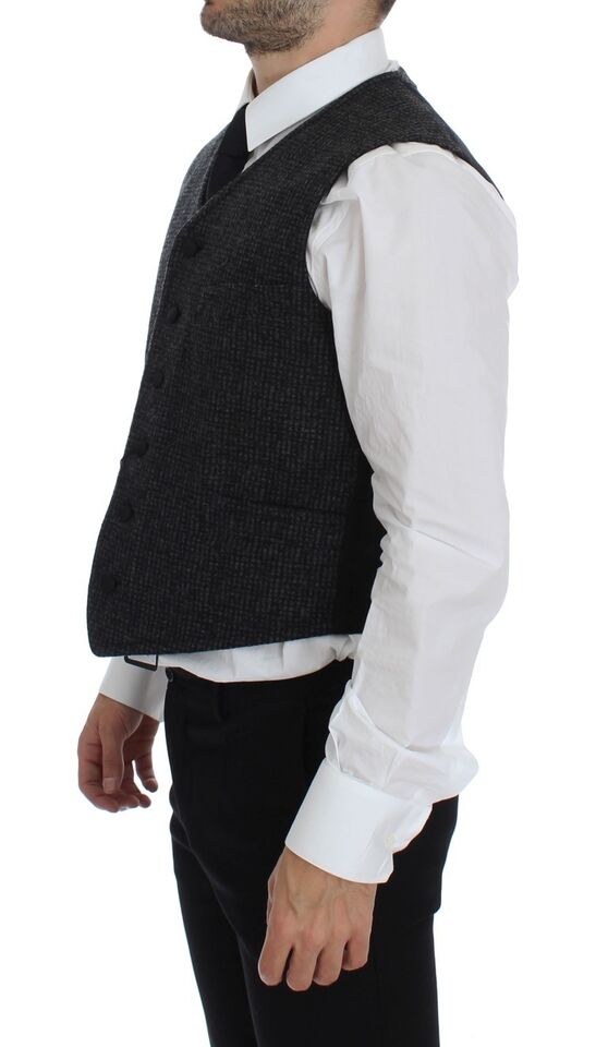 Gray Wool Blend Vest Gilet Weste-Dolce & Gabbana-LabelTerrace.com